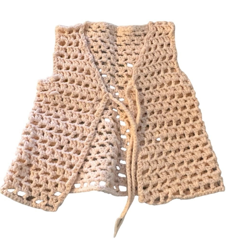 Handmade Vintage Crochet Kids Sweater Vest - Pink
